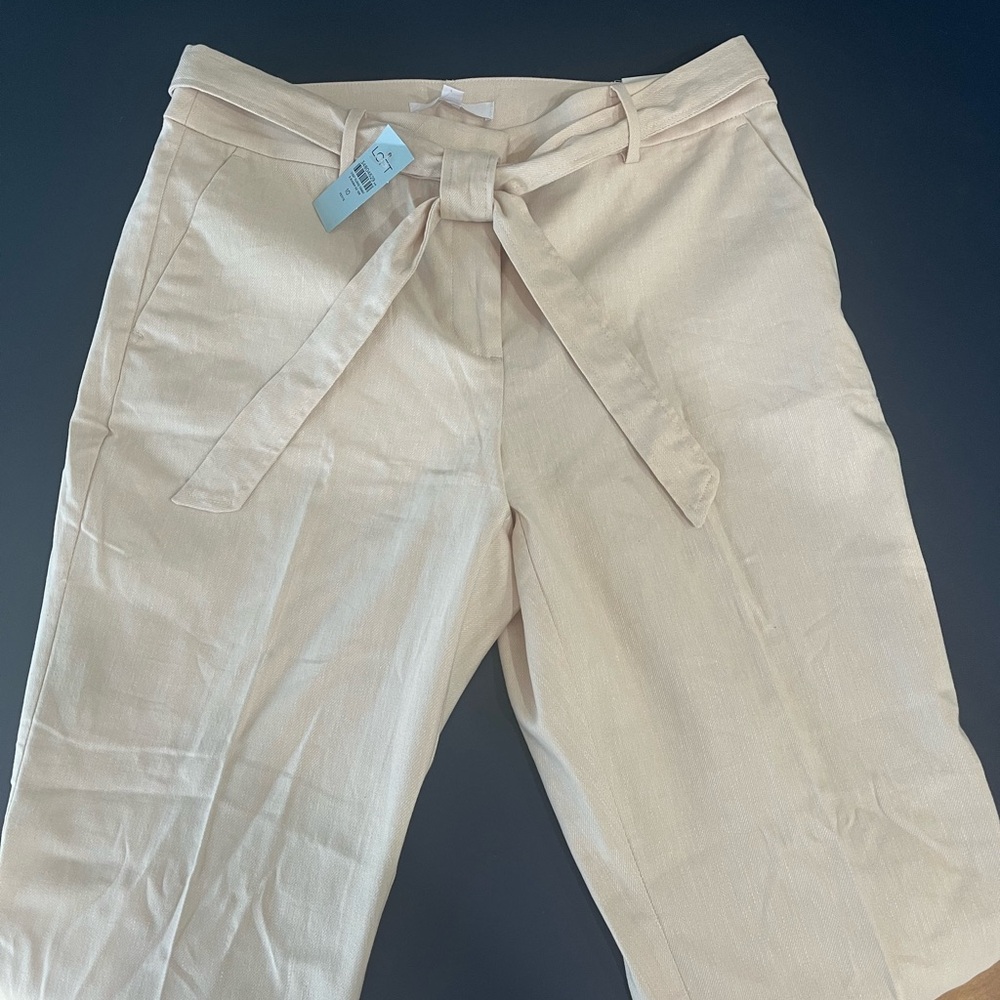 LOFT Cream Tie-Waist Trousers